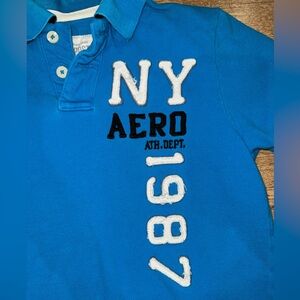 Y2K Aeropostale NY 1987 Vibrant Blue Graphic Polo Size: XS